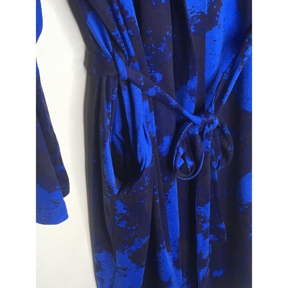 BumbleBella by Jill Martin Robe Womens 1X Blue Black Tie Waist Lounge Pockets - Picture 4 of 16